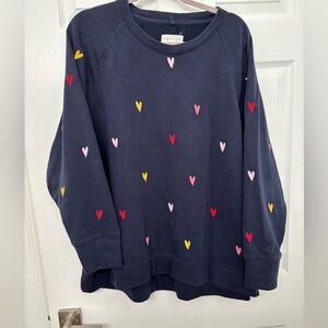 Lou & Grey for Loft Women’s Navy Sweatshirt with Heart Accents 20/22